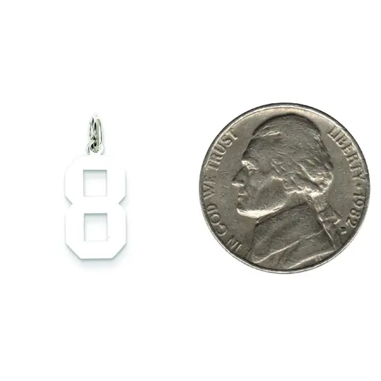 Sterling Silver Medium Polished Number 8 Charm Pendant Jewerly 21mm x 8mm {2}