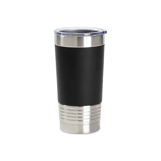 20oz Stainless Steel Tumber with Removable Silicone Sleeve (Black/White) {1}