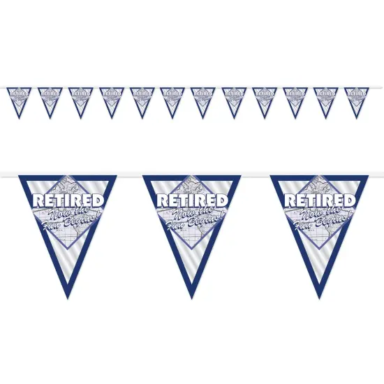 Retired Now The Fun Begins! Pennant Bnr, (Pack of 12) {1}