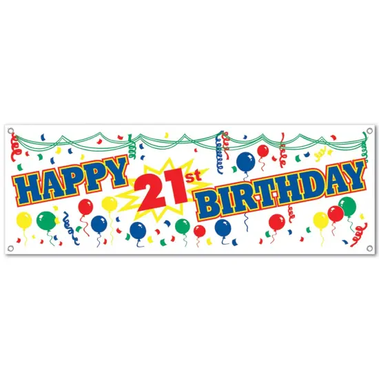 Happy21stBirthday Sign Banner (Pack of 12) {1}