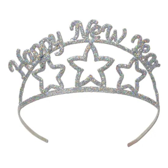 Glittered Metal Happy New Year Tiara (Pack of 6) {1}