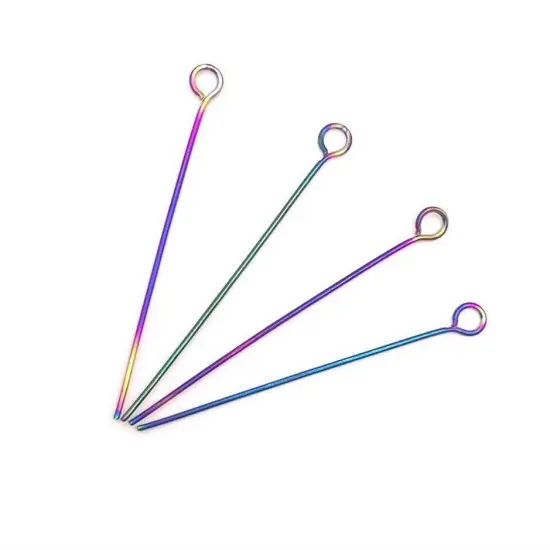 100 or 500 Pieces: 201 Stainless Steel Rainbow Oil Slick Eye Pins, 35mm {1}