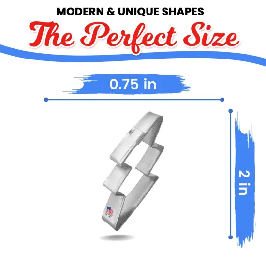 Mini Lightning Bolt Cookie Cutter 2", CookieCutter.com, Tin Plated Steel, Handmade in the USA {2}