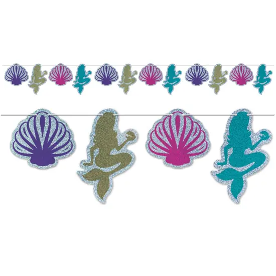 Mermaid & Seashell Streamer, (Pack of 12) {1}