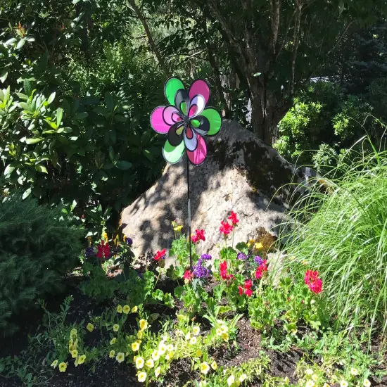 In the Breeze 2692 - 15 Inch Domino Double Windee Wheelz Spinner- Colorful Wind Spinner for your Yard and Garden {3}