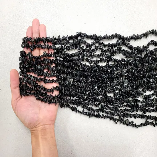 Tumbled Freeform Drilled Crystal Beads Snowflake Obsidian {5}