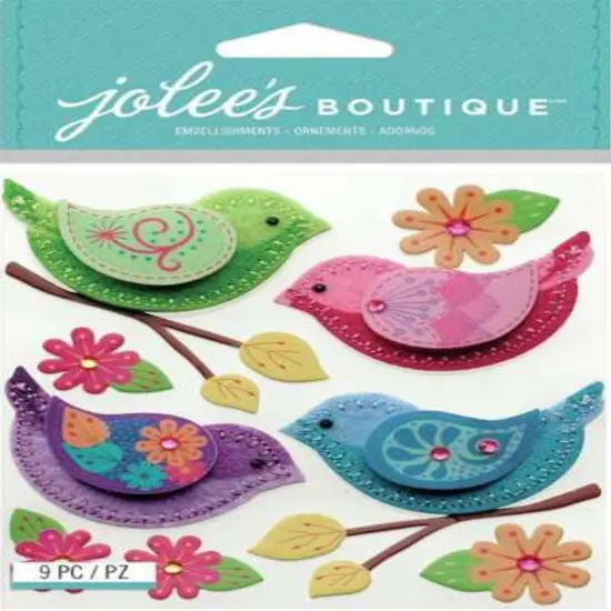 Jolee's Boutique Stitched Colorful Birds Dimensional Stickers {1}