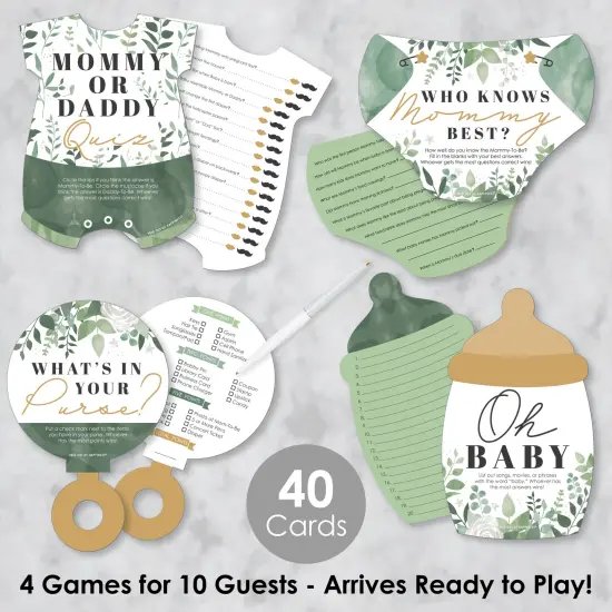 Big Dot of Happiness Boho Botanical Baby - 4 Greenery Baby Shower Games - 10 Cards Each - Gamerific Bundle {3}