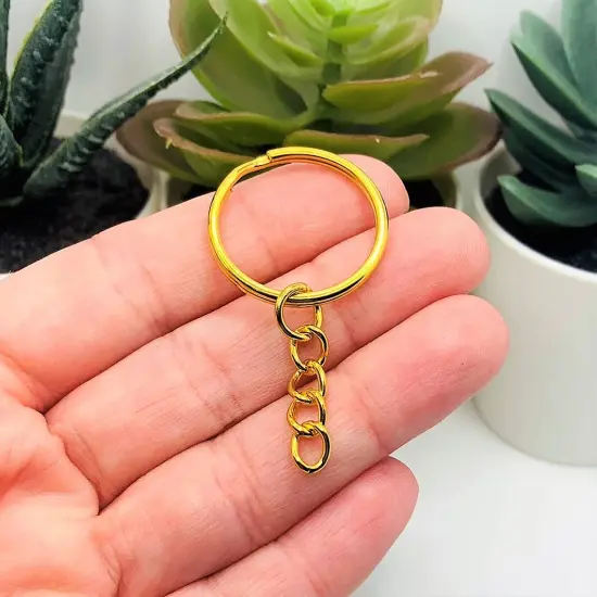 4, 20 or 50 Pieces: Gold Plated Key Chain Starter Base Split Rings {3}