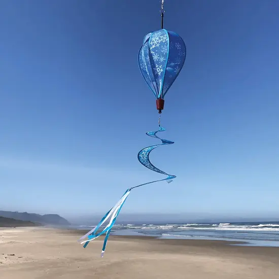 In the Breeze 0989 - Snowflakes Hot Air Balloon - 6 Panel Spinning Balloon - Outdoor Winter Hanging Decoration {3}