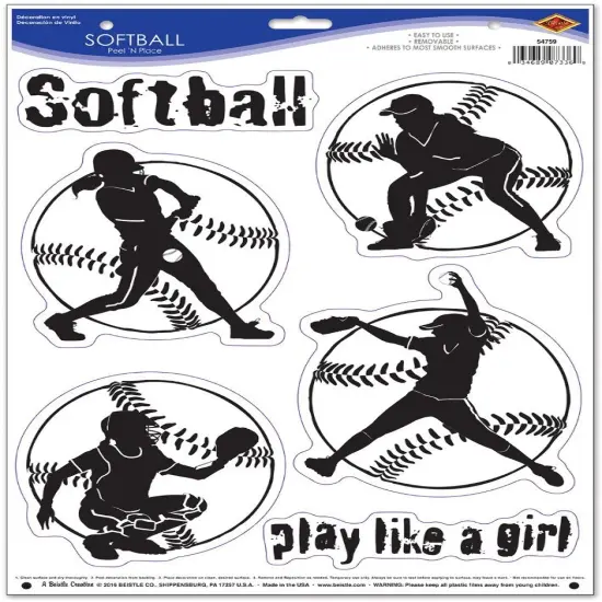 Softball Peel 'N Place (Pack of 12) {1}