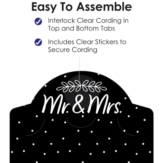 Big Dot of Happiness Mr. and Mrs. - Black and White Wedding or Bridal Shower Vertical Photo Garland 35 Pieces {6}