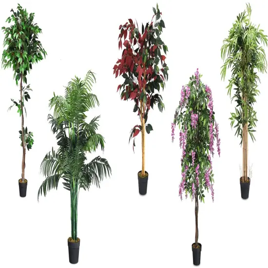Costway 3.5'4'5'5.5'6' Artificial Tree Indoor-Outdoor Home Decor {7}
