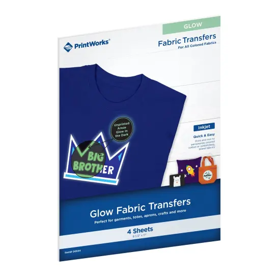 Printworks Glow Fabric Transfers, for All Colored Fabrics, 4 Sheets, Inkjet, 8.5 x 11 (00534) {1}