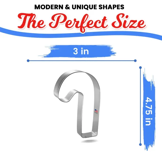 Candy Cane Cookie Cutter 4.75 in, CookieCutter.com, Tin Plated Steel, Handmade in the USA {2}