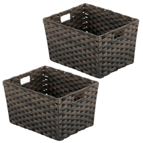 mDesign Wide Rectangular Woven Home Storage Basket Bin, 2 Pack {3}
