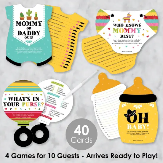Big Dot of Happiness Let's Fiesta - 4 Baby Shower Games - 10 Cards Each - Gamerific Bundle {3}