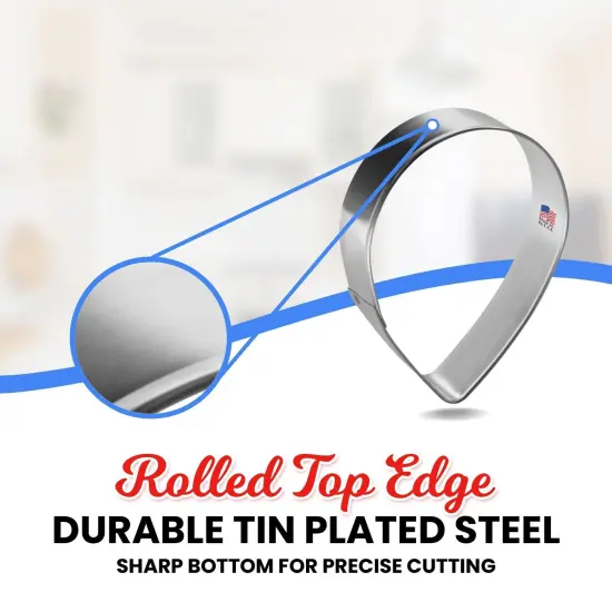 Tear Drop Cookie Cutter 3 7/8 in, CookieCutter.com, Tin Plated Steel, Handmade in the USA {3}