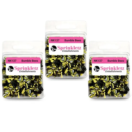 Buttons Galore Sprinkletz Embellishments for Crafts, Tiny Polymer Clay Shapes & Unique Designs- Bumble Bees -3 Pack {1}