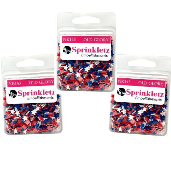 Buttons Galore Sprinkletz Embellishments for Crafts, Tiny Polymer Clay Shapes & Unique Designs - Old Glory - 3 Pack {1}