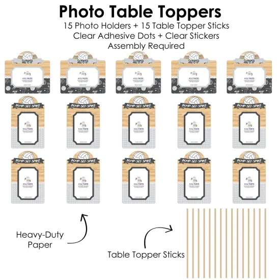 Big Dot of Happiness Bump, Set, Spike - Volleyball - Baby Shower or Birthday Party Picture Centerpiece Sticks - Photo Table Toppers - 15 Pieces {6}
