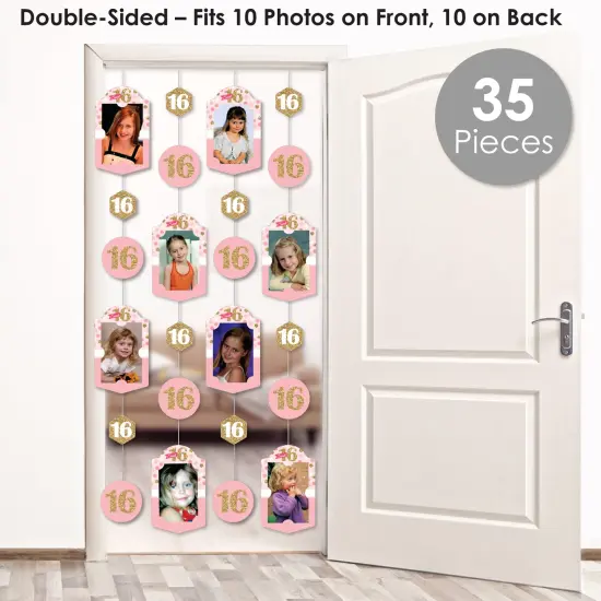 Big Dot of Happiness Sweet 16 - 16th Birthday Party Vertical Photo Garland 35 Pieces {3}