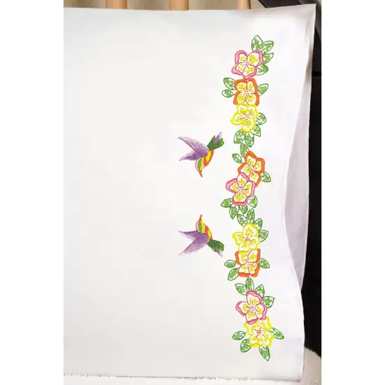 Tobin Stamped For Embroidery Pillowcase Pair 20"X30"-Hummingbird {2}