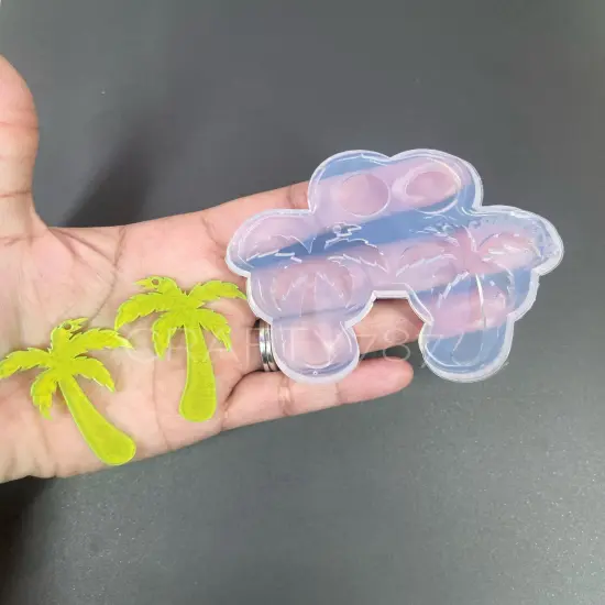 Tropical Palm Dangle Earring Silicone Mold (C13) {4}