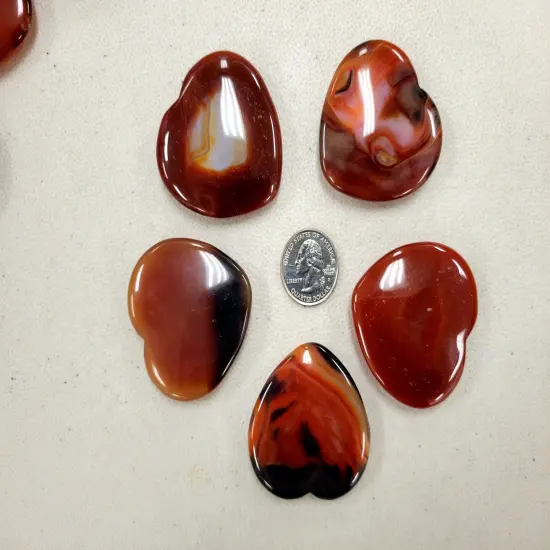 Carnelian Crystal Heart Palm Stones {3}