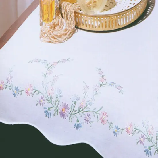 Tobin Stamped For Embroidery White Dresser Scarf 14"X39"-Reflections {2}