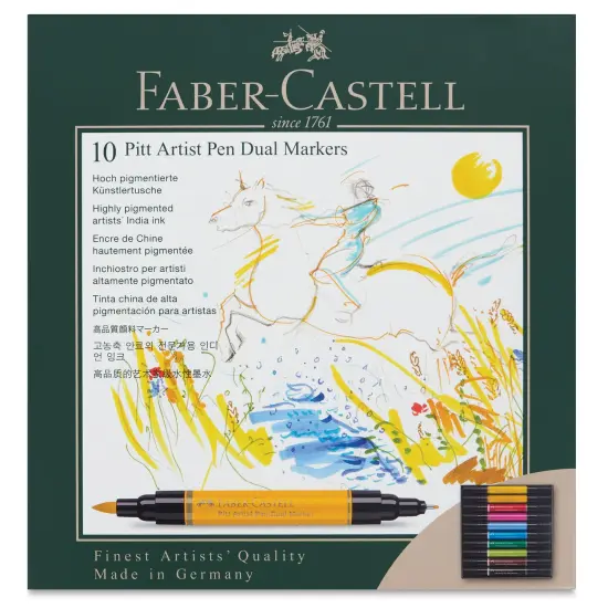 Faber-Castell Pitt Artist Pen Dual Tip Markers - Set of 10 {1}