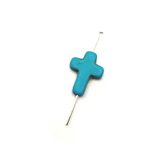 24 Turquoise colored Howlite Cross Beads {1}