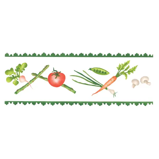 Vegetable Border Wall Stencil Border | 3312 by Designer Stencils | Pattern Stencils | Reusable Stencils for Painting | Safe & Reusable Template for Wall Decor | Try This Stencil Instead of a Wallpaper | Easy to Use & Clean Art Stencil Pattern {1}