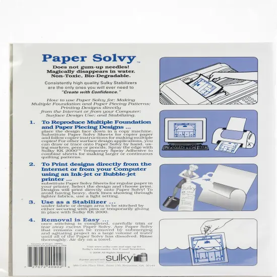 Sulky Paper Solvy Water-Soluble Stabilizer 12/Pkg-8.5"X11" {2}