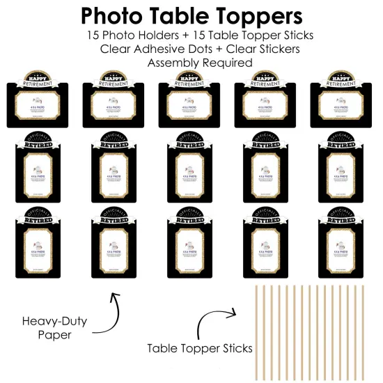 Big Dot of Happiness Happy Retirement - Retirement Party Picture Centerpiece Sticks - Photo Table Toppers - 15 Pieces {6}