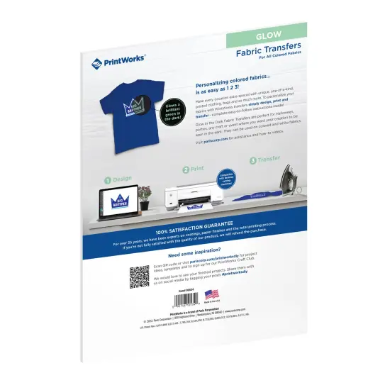 Printworks Glow Fabric Transfers, for All Colored Fabrics, 4 Sheets, Inkjet, 8.5 x 11 (00534) {2}