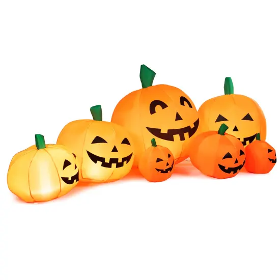 Costway 7.5' Halloween Inflatable 7 Pumpkins Patch W/LED Light Outdoor Garden Decoration {2}
