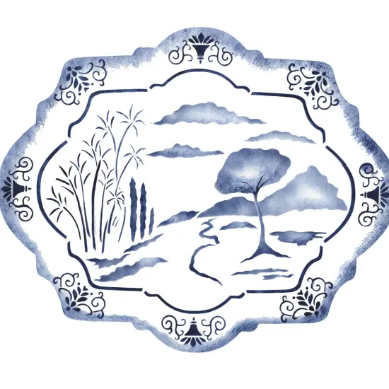 Oriental Platter Wall Stencil | 3056 by Designer Stencils | Pattern Stencils | Reusable Stencils for Painting | Safe & Reusable Template for Wall Decor | Try This Stencil Instead of a Wallpaper | Easy to Use & Clean Art Stencil Pattern {2}