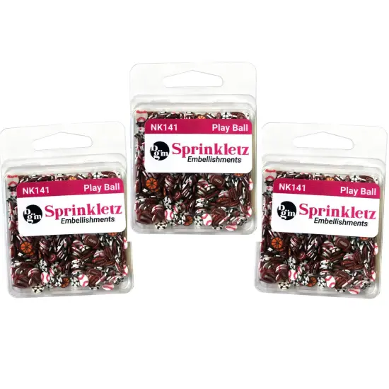Buttons Galore Sprinkletz Embellishments for Crafts, Tiny Polymer Clay Shapes & Unique Designs - Play Ball - 3 Pack {1}