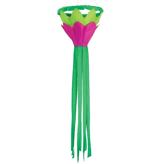 In the Breeze Bright Green 38-inch Lotus Flower Windsock, Outdoor Floral Decoration, 5202 {1}