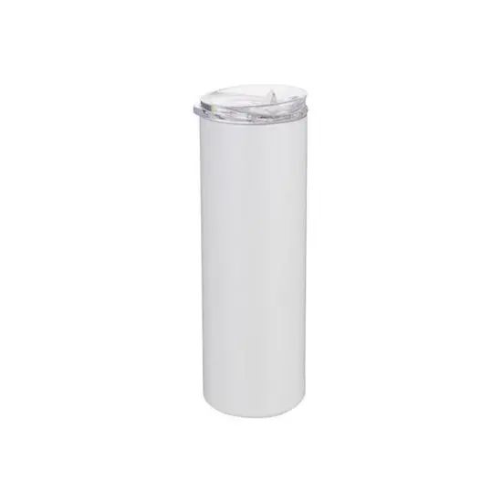 16oz Stainless Steel Tumbler with Straw & Lid (White) {1}