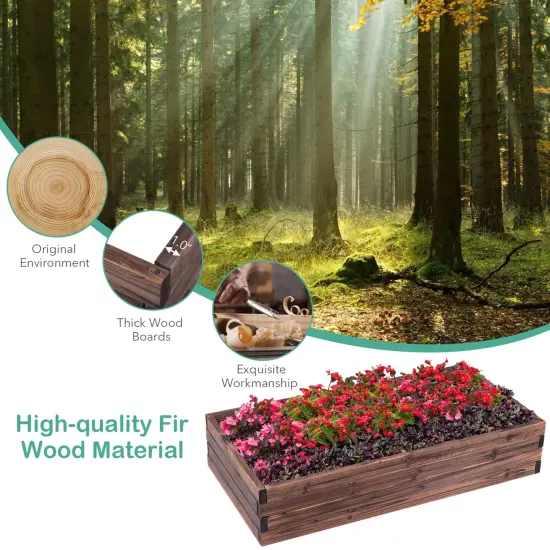 Costway Wooden Raised Garden Bed Kit - Elevated Planter Box For Growing Herbs Vegetable {5}