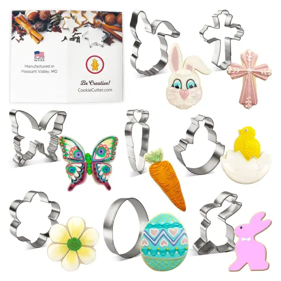 Easter Cookie Cutter 8 Pc Set, CookieCutter.com, Tin Plated Steel, Handmade in the USA {1}
