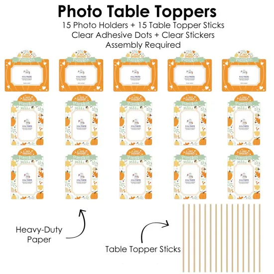 Big Dot of Happiness Little Pumpkin - Fall Birthday Party or Baby Shower Picture Centerpiece Sticks - Photo Table Toppers - 15 Pieces {6}