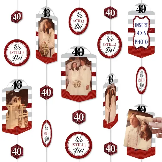 Big Dot of Happiness We Still Do - 40th Wedding Anniversary - Anniversary Party Vertical Photo Garland 35 Pieces {1}