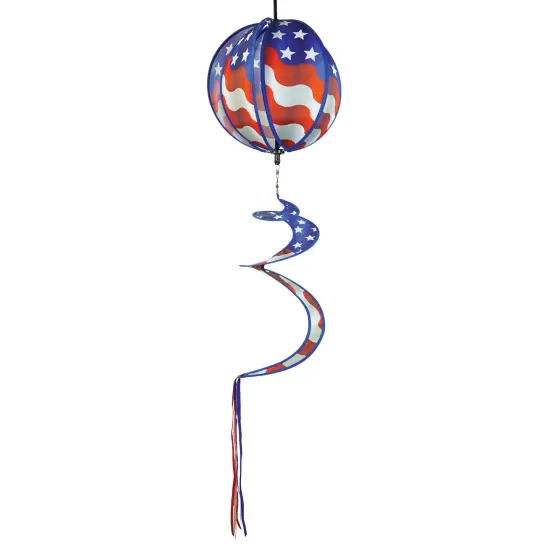 In the Breeze 11-inch USA Flag Hanging Ball Spinner, Wind Spinner, 2490 {1}