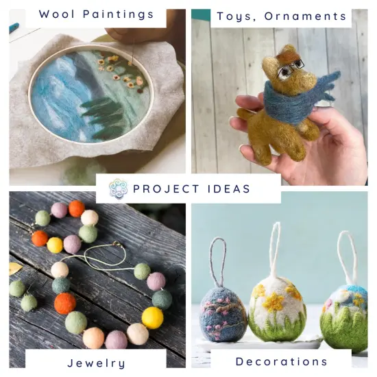 Extra Large Needle Felting Starter Kit Includes 20 Premium Wool Colors, 50 Needles and Tools, Text and Video Guide. Craft Kit for Beginners, Kids and Adults {4}