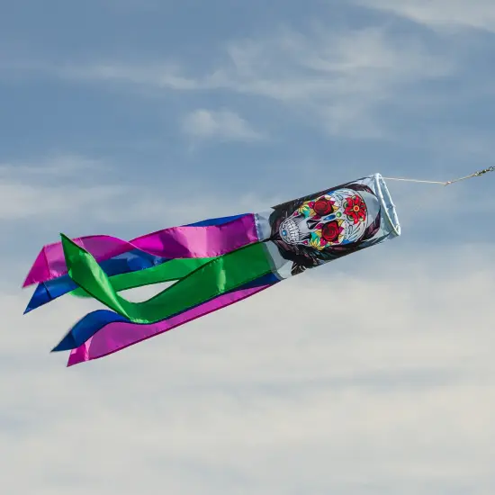 In the Breeze Sugar Skull 30 Inch Windsock - Dia De Los Muertos Printed Windsock - Day of the Dead Hanging Outdoor Decoration {2}
