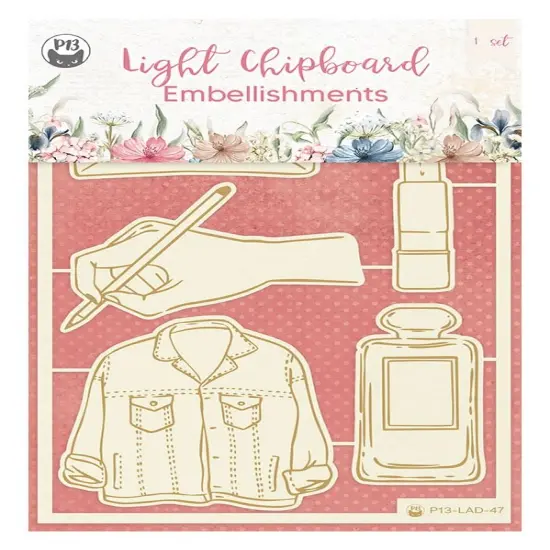 P13 Die-Cut Chipboard Embellishments 4"X6"-Lady's Diary #04, 6/Pkg {1}