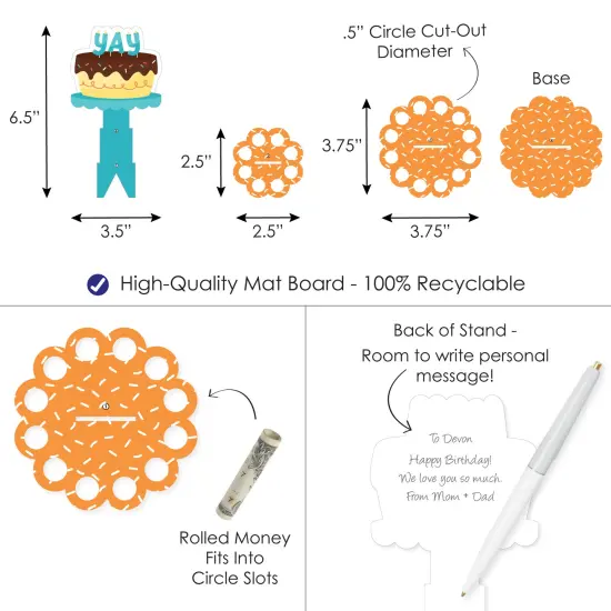 Big Dot of Happiness Colorful Happy Birthday - DIY Birthday Party Money Holder Gift - Cash Cake {4}